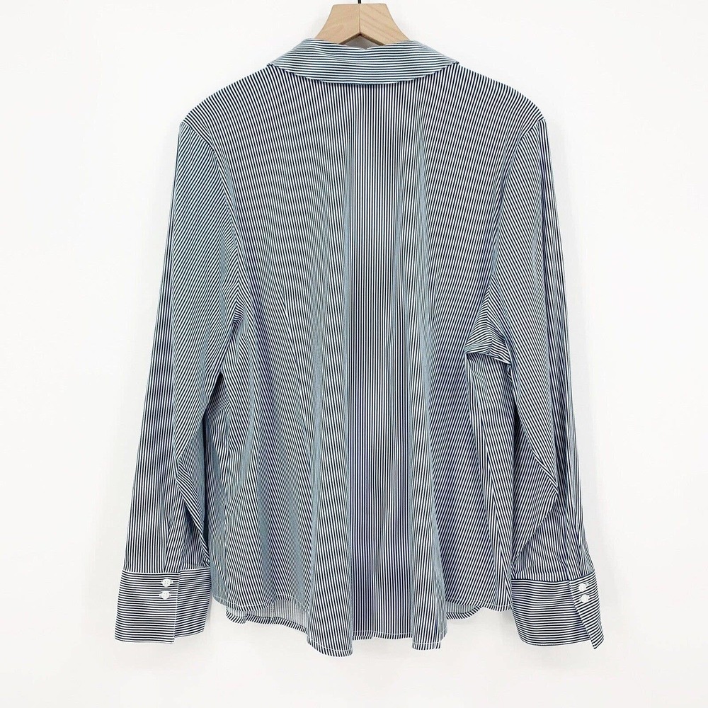 Lane Bryant Outlet Shirt Size 22 Striped Long Sleeve Button Up Collared Stretch - Picture 2 of 8